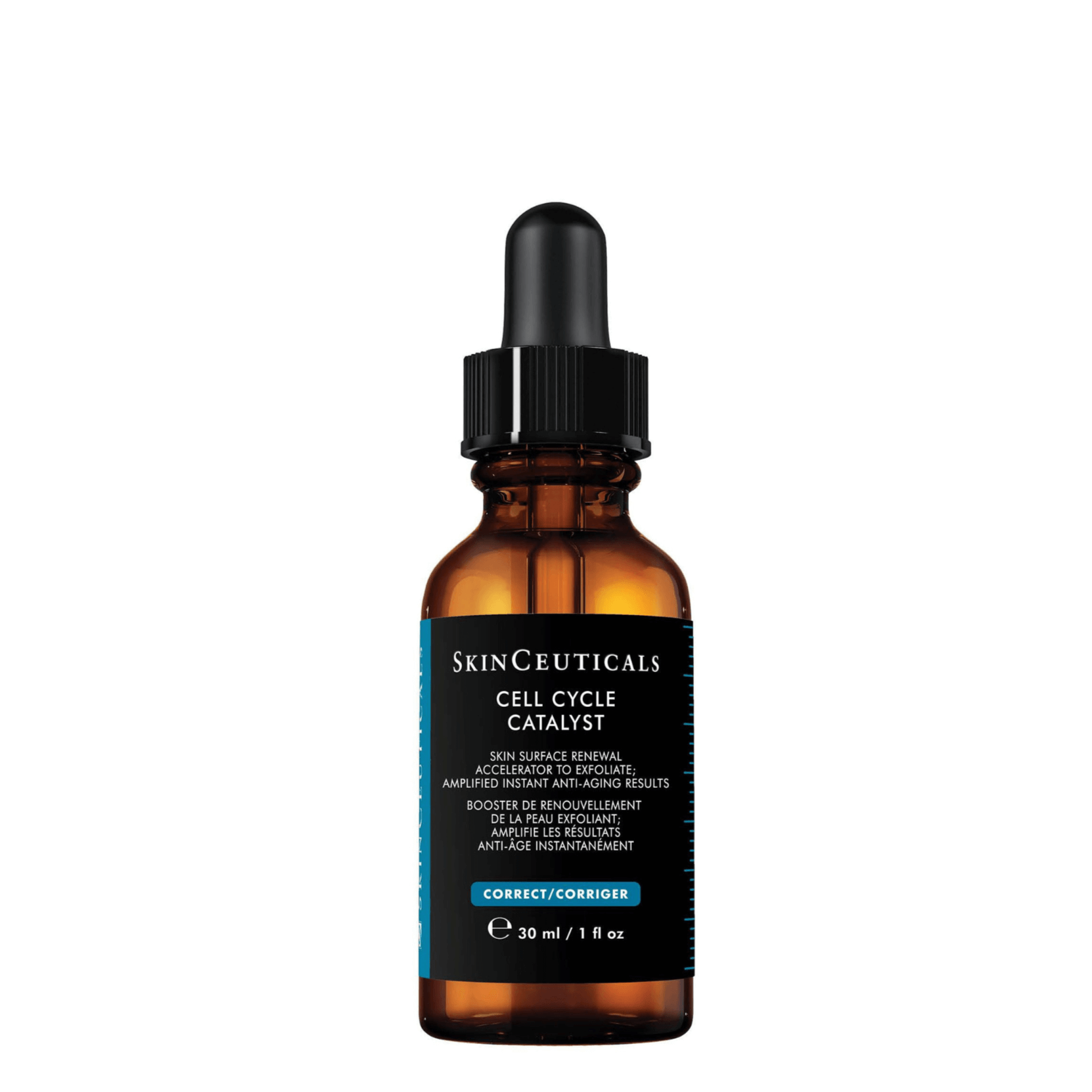 SkinCeuticals Cell Cycle Catalyst exfoliating serum in a 30ml amber bottle, promotes skin renewal and brightens tone.