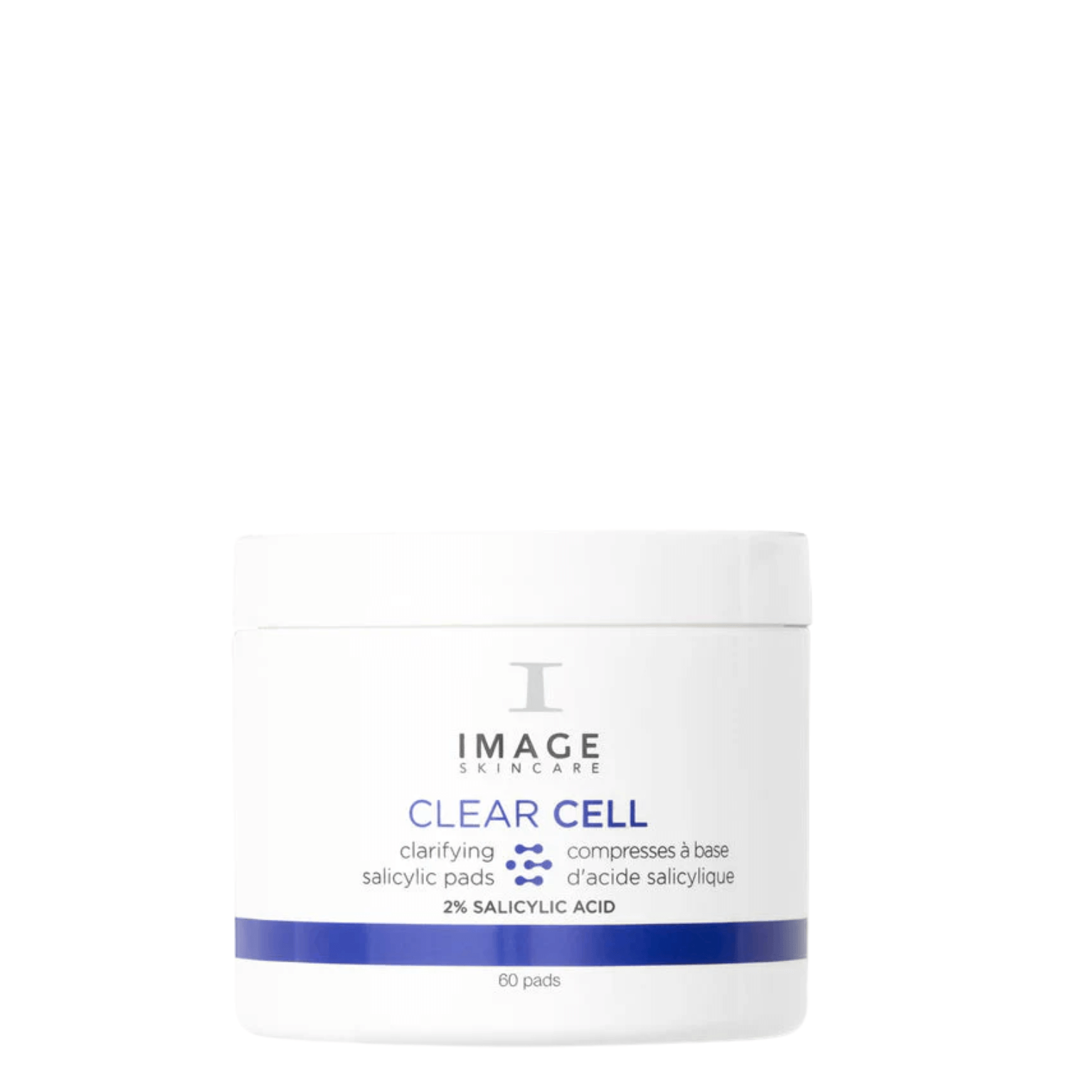 IMAGE Skincare CLEAR CELL Salicylic Clarifying Pads in a jar for blemish-prone skin, featuring 2% salicylic acid.