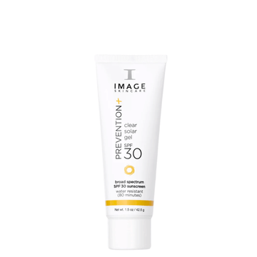 IMAGE Skincare PREVENTION+ Clear Solar Gel SPF 30 in a 1.5 oz tube, providing broad-spectrum sun protection.