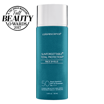 Colorescience Sunforgettable Total Protection Face Shield SPF 50 55ml bottle - tinted 100% mineral sunscreen with a universal tint