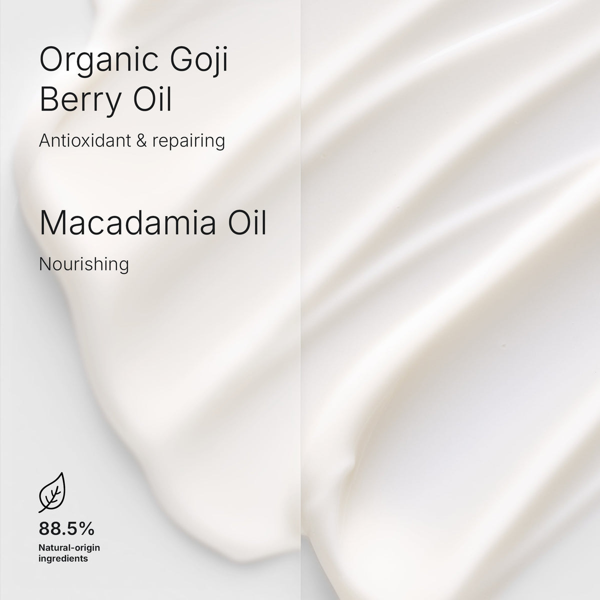 Comfort Zone Renight Cream key ingredients organic goji berry oil and macadamia oil, 88.5% natural origin