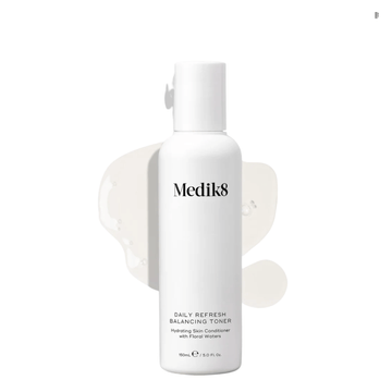 Medik8 Daily Refresh Balancing Toner™ bottle on a light background, ideal for all skin types including sensitive skin.