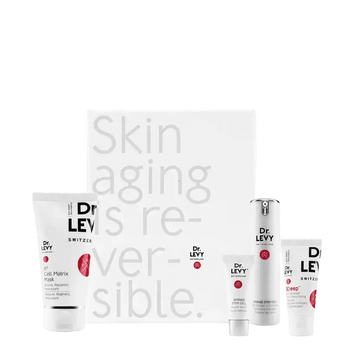 Dr LEVY Time Reverse Kit featuring six skincare products for anti-aging benefits.