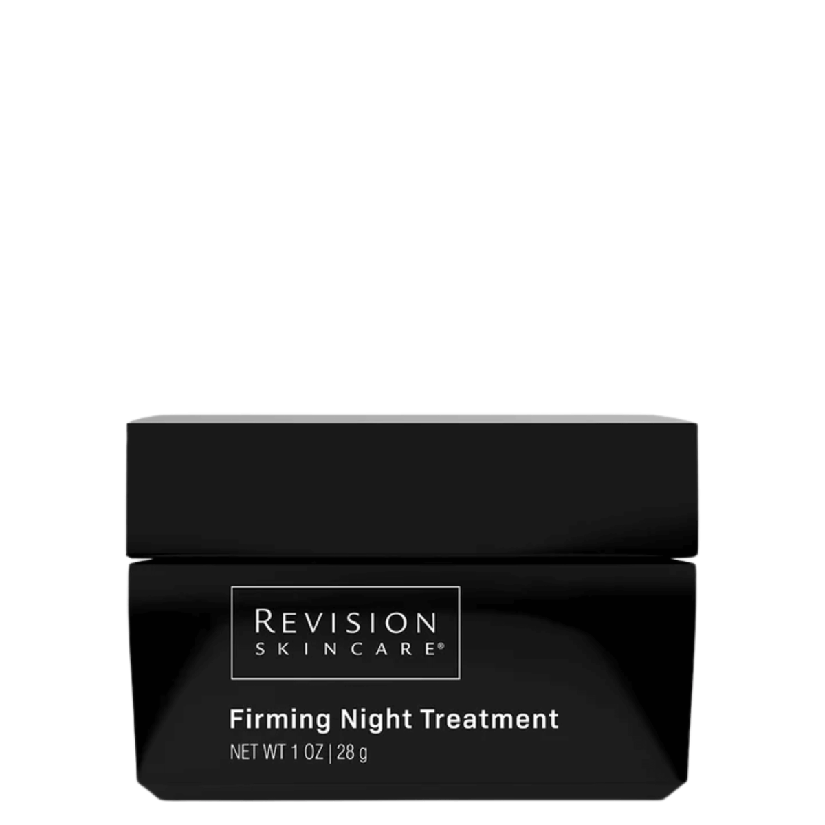 Revision Skincare Firming Night Treatment in a sleek black jar, designed for firming and hydrating skin overnight.