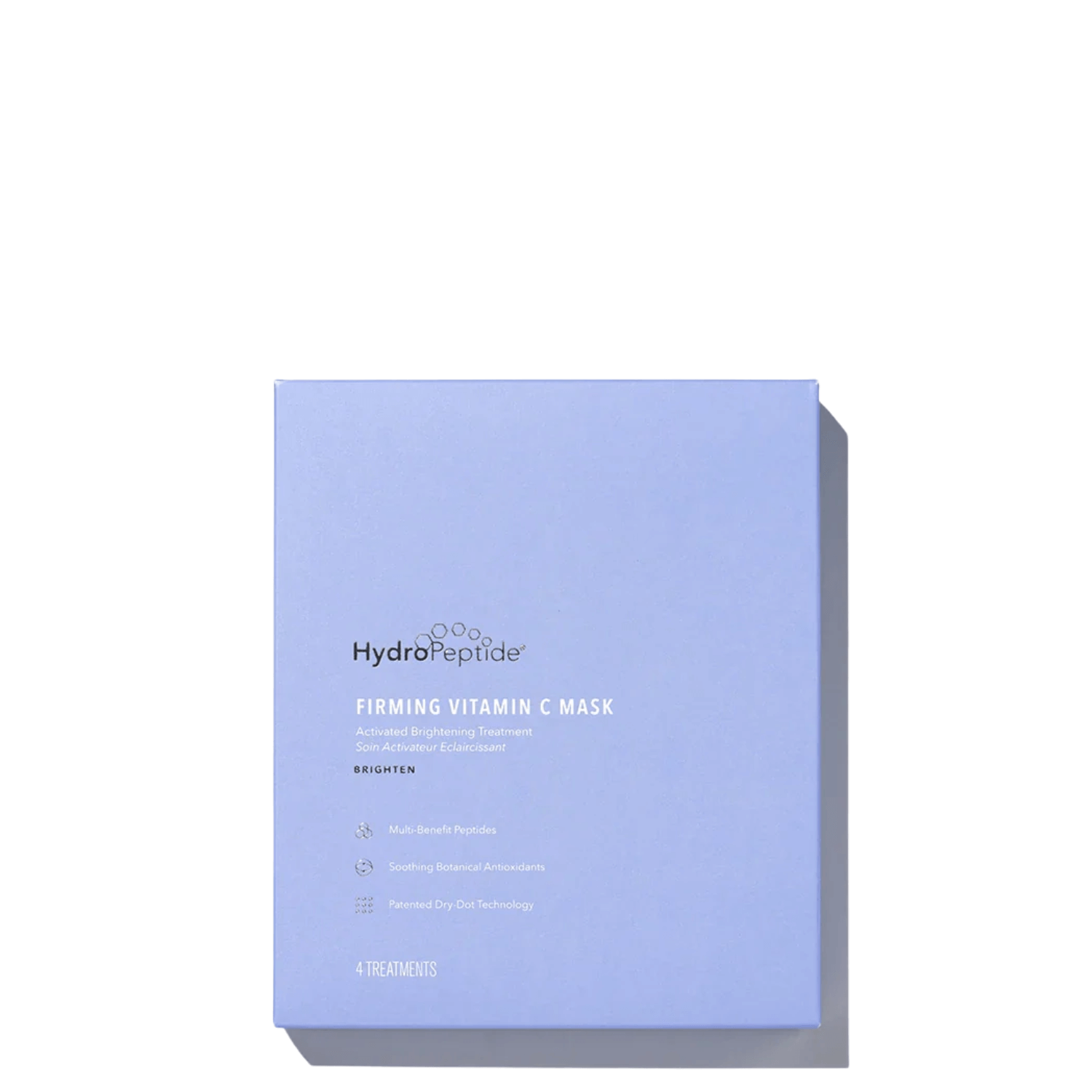 HydroPeptide® Firming Vitamin C Mask™ packaging showcasing brightening treatment and key ingredients.