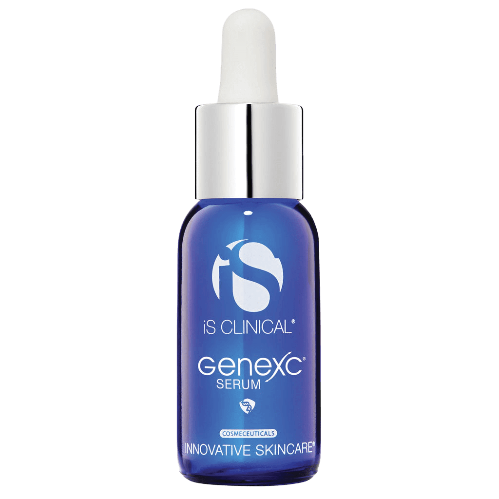 iS Clinical GeneXC Serum bottle with dropper for innovative skincare and age-defying results.