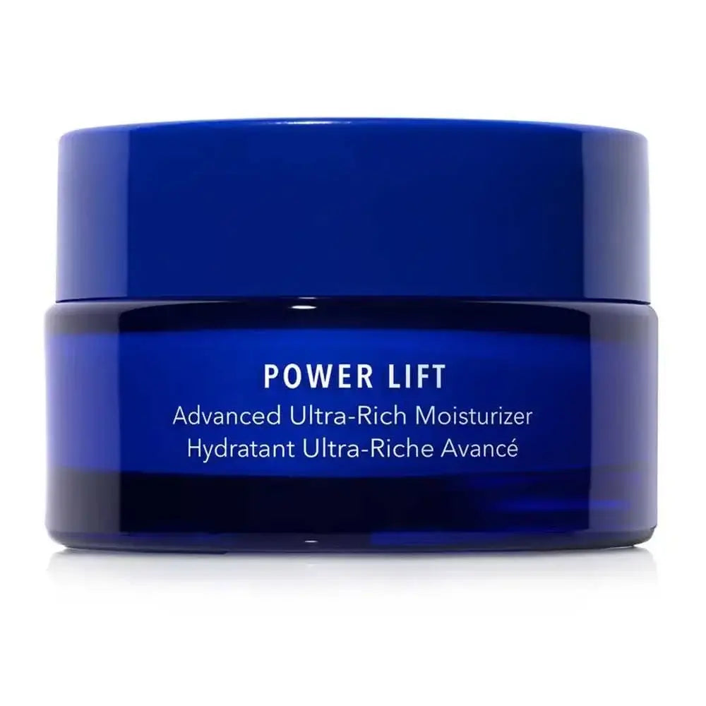 HydroPeptide Power Lift advanced ultra-rich moisturizer in a blue jar for visibly lifted and plumper skin.