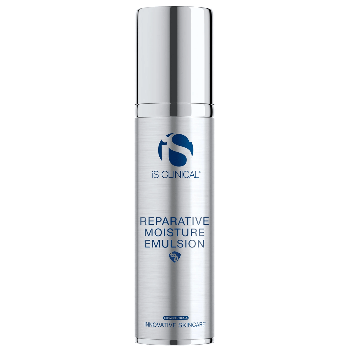 iS Clinical Reparative Moisture Emulsion™ product bottle showcasing innovative skincare ingredients for hydration and skin health.