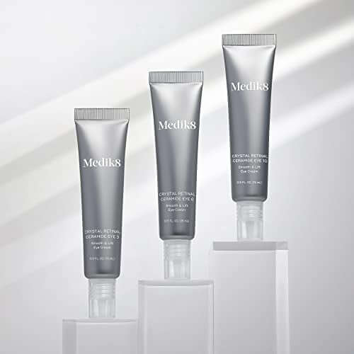 Medik8 Crystal Retinal Ceramide Eye treatment tubes displayed against a light background.