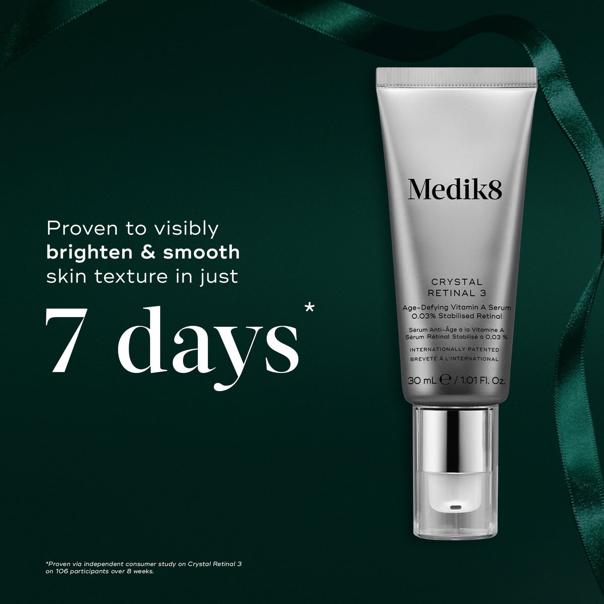 Medik8 Nighttime Nourish Crystal Retinal 3 brightens and smooths skin texture in 7 days