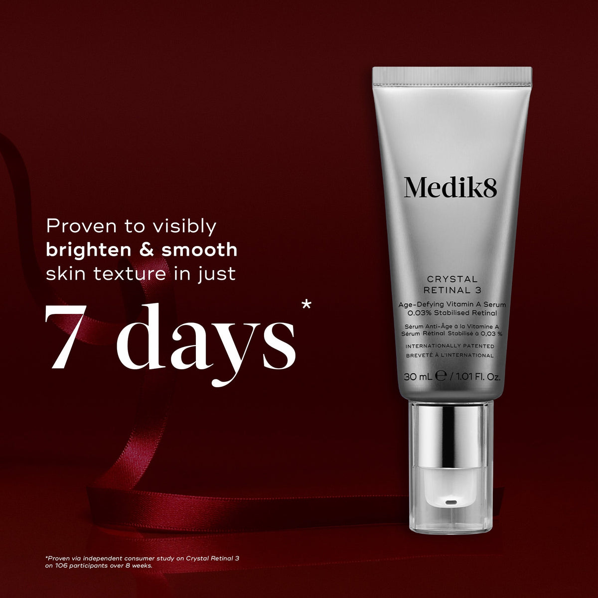Medik8 Rejuvenation Routine Crystal Retinal 3 brightens and smooths skin texture in 7 days
