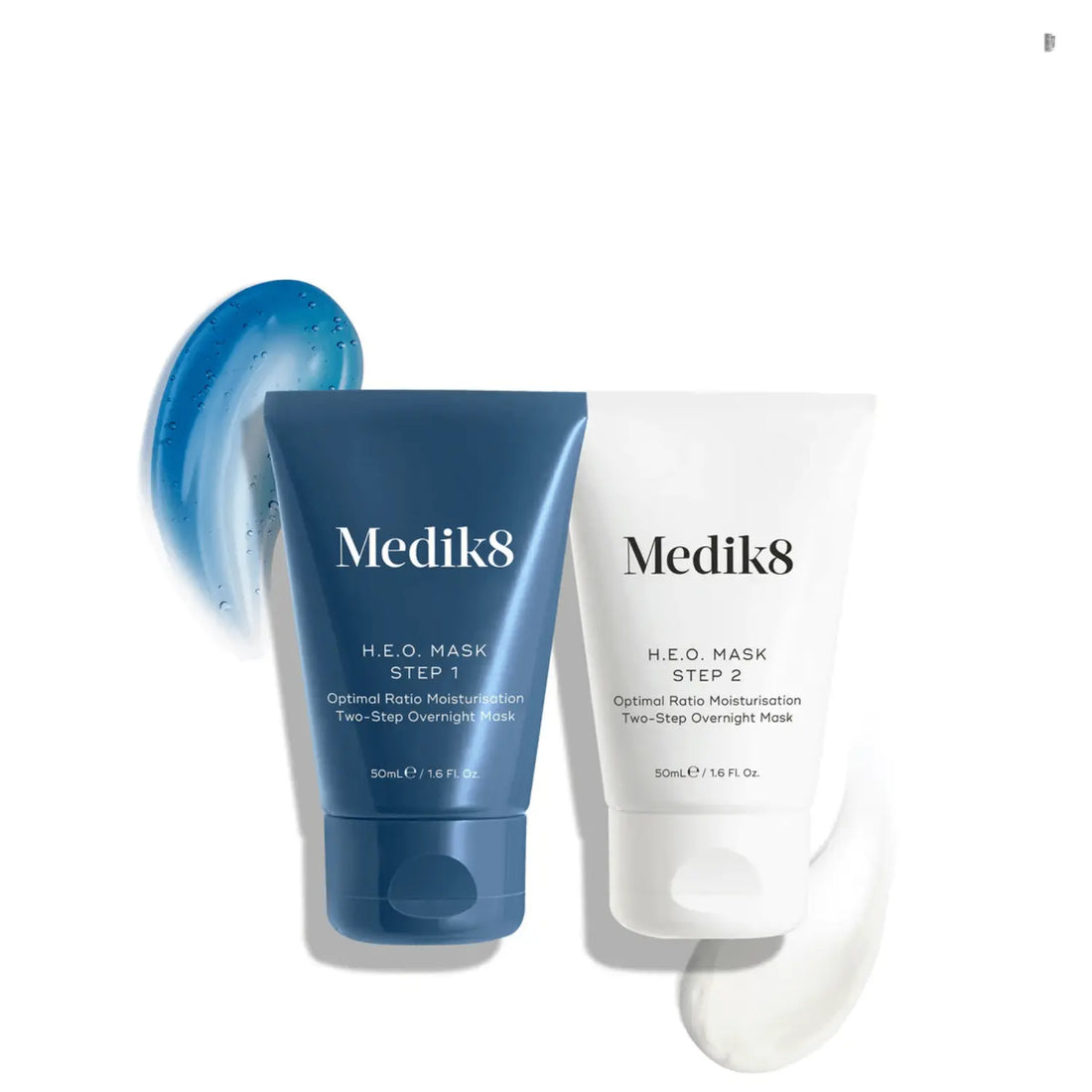 Medik8 H.E.O. Mask™ two-step overnight mask for optimal hydration with clinically proven results.
