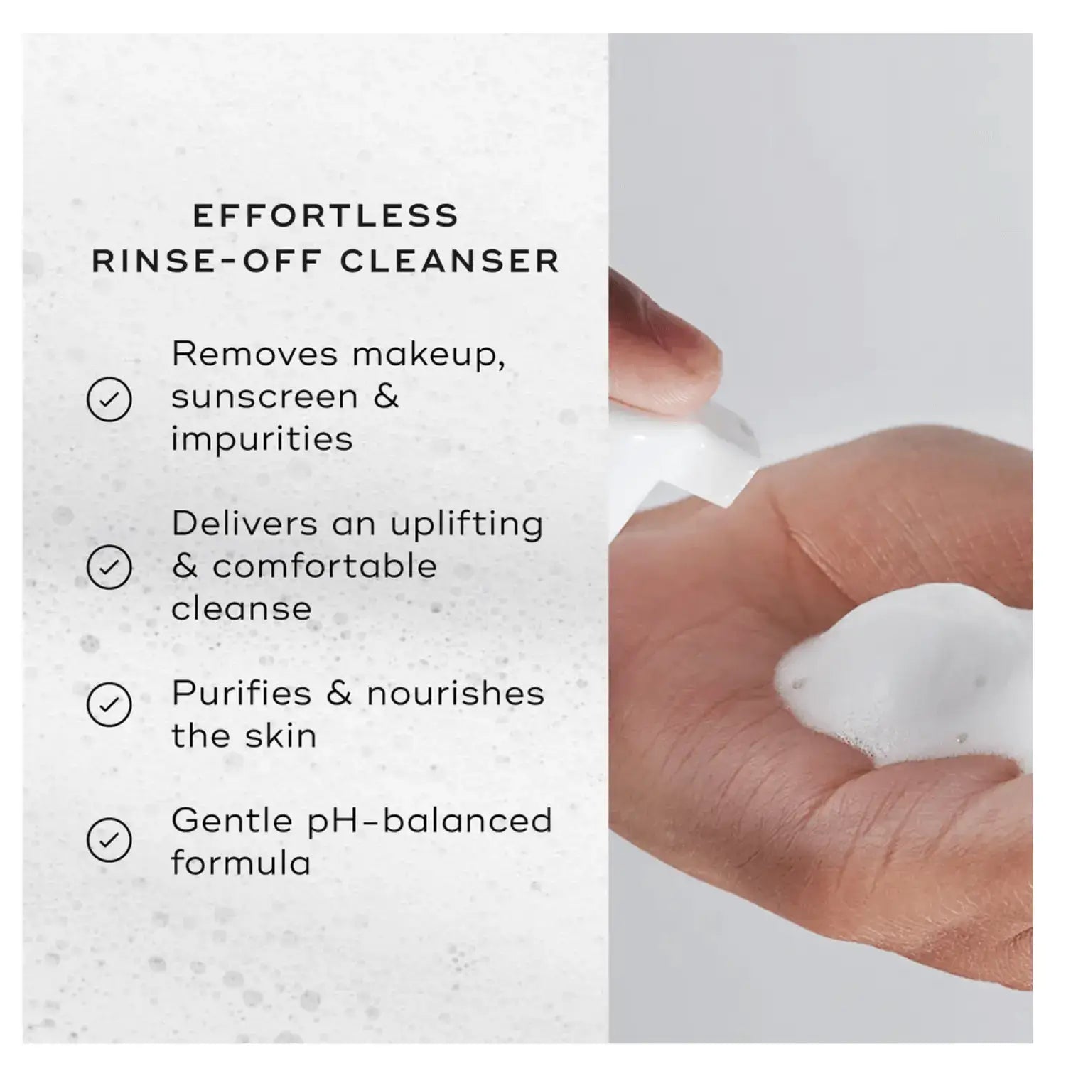 Medik8 Micellar Mousse™ shown as an effortless rinse-off cleanser for makeup removal and skin nourishment.