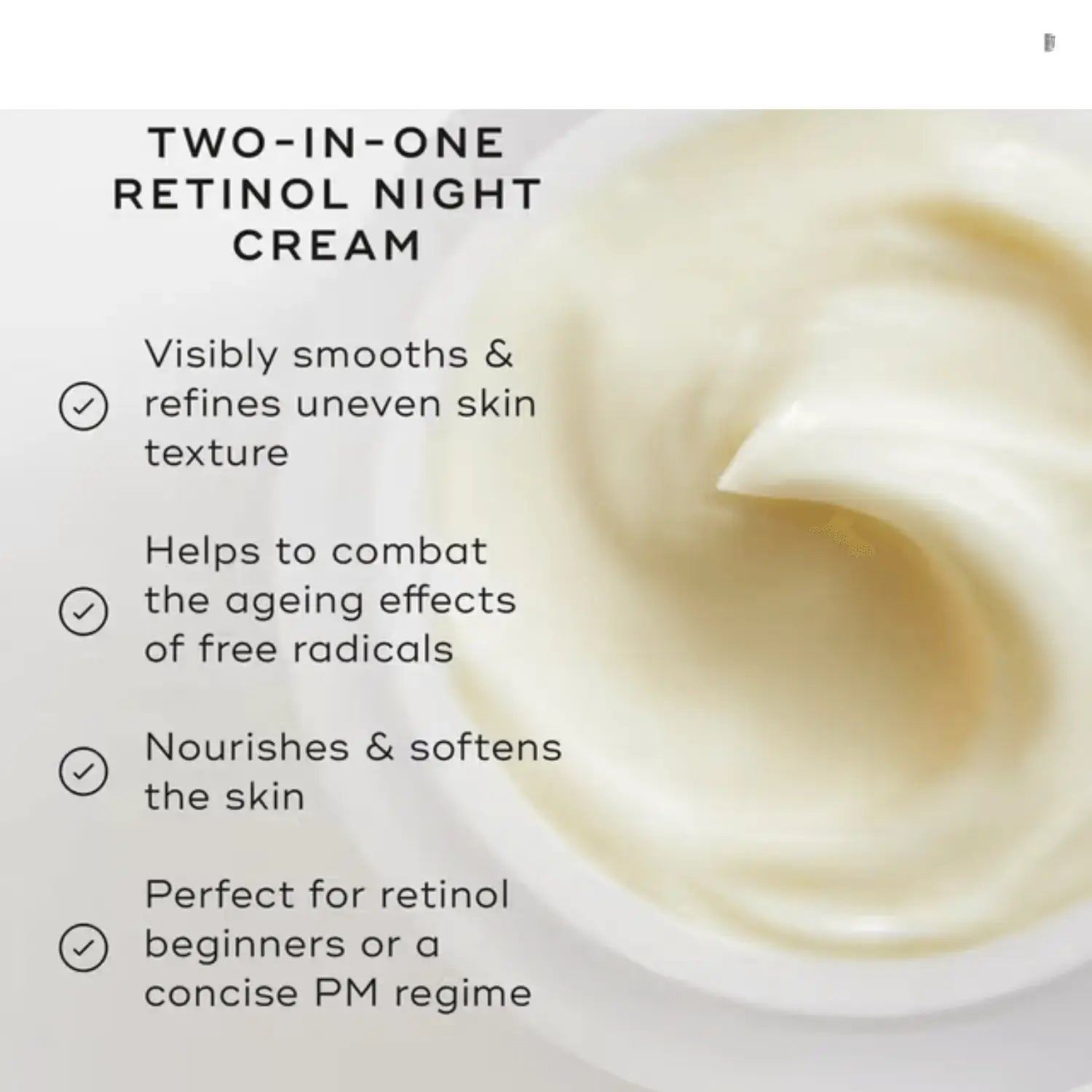 Medik8 Intelligent Retinol Smoothing Night Cream texture showing cream benefits for beginners and anti-ageing results.