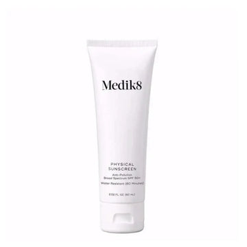 Medik8 Physical Sunscreen SPF 50+™ tube, offering mineral UV protection and 80 min water resistance.
