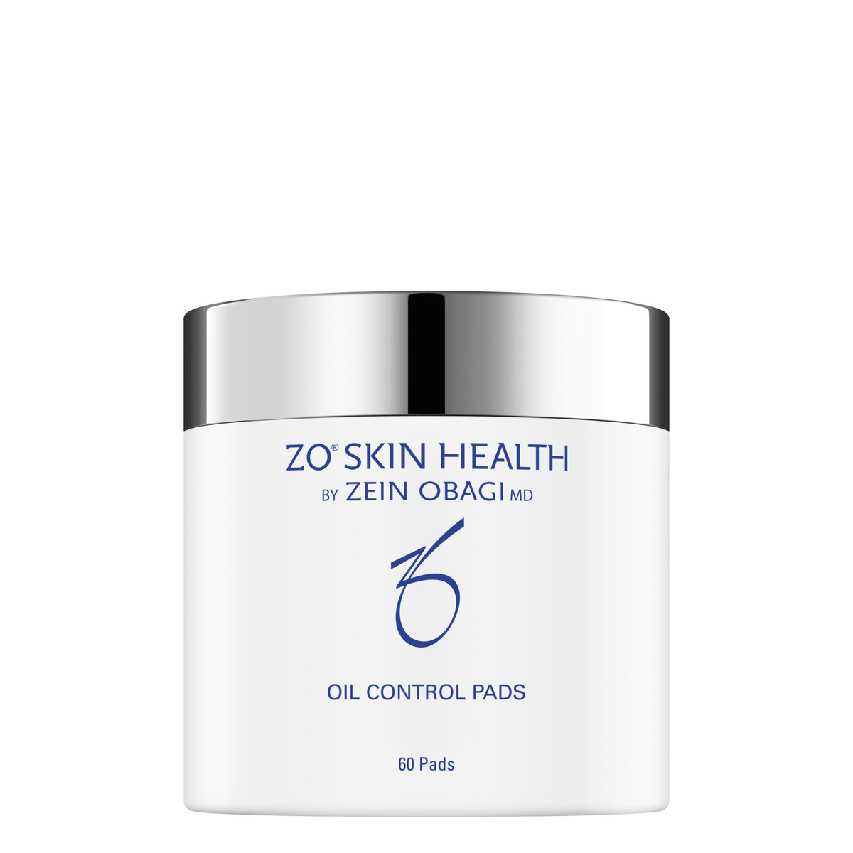 ZO Skin Health Oil Control Pads in container featuring 60 pre-soaked acne treatment pads with triple acid formula.