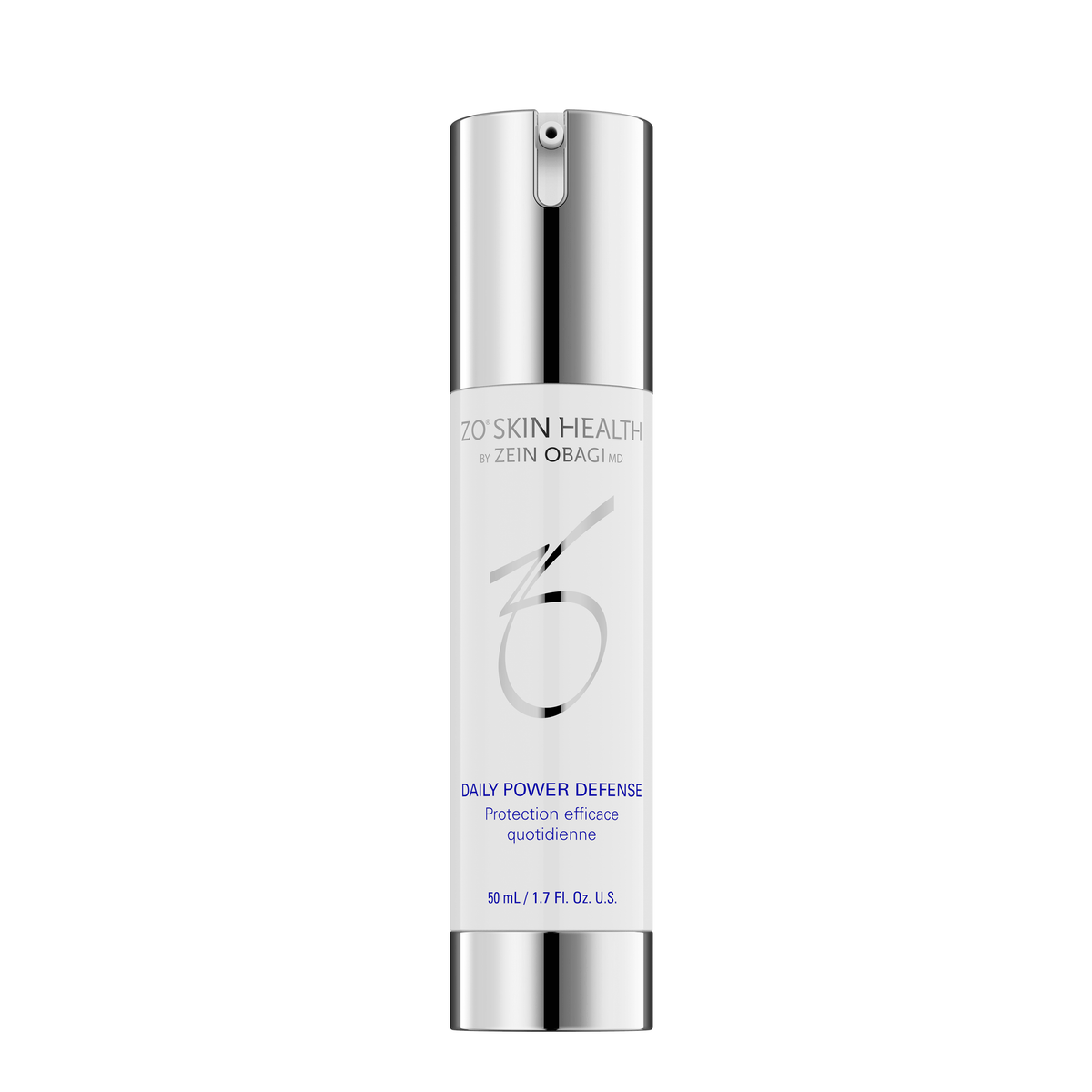 ZO Skin Health Daily Power Defense serum in a sleek bottle, designed for hydration and anti-aging support.