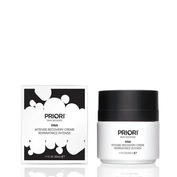 PRIORI® Skincare DNA Intense Recovery Creme in packaging and jar, designed for cellular protection and repair.