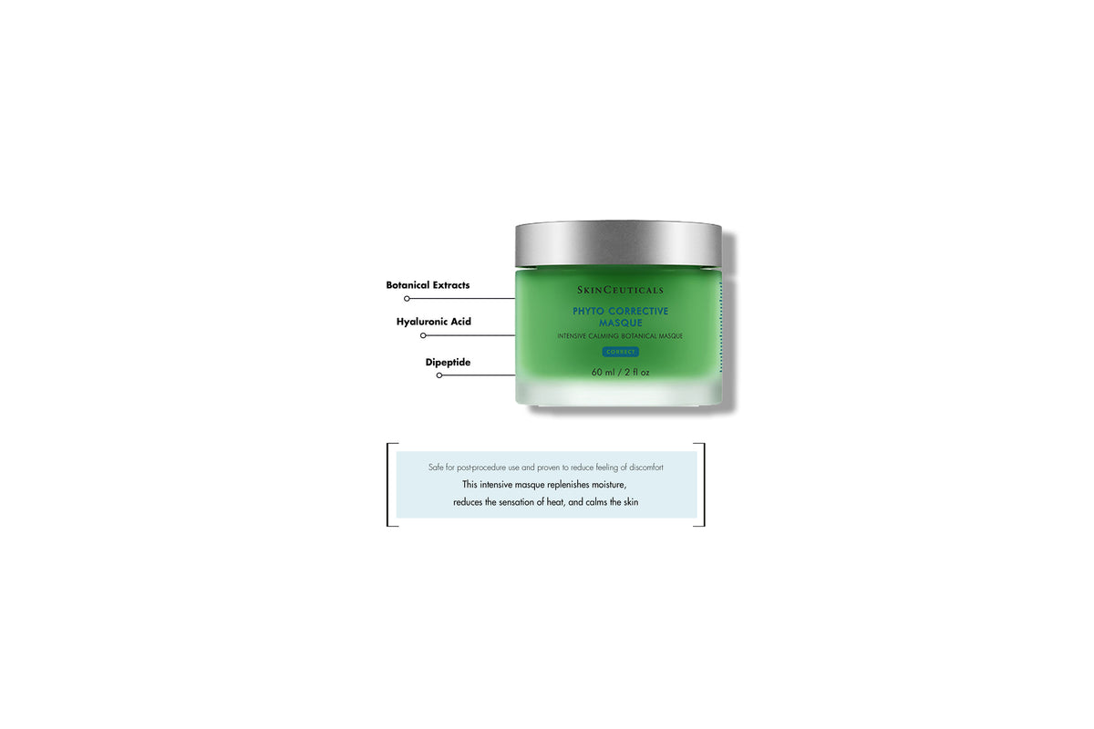 SkinCeuticals Phyto Corrective Masque key ingredients: botanical extracts, hyaluronic acid, dipeptide
