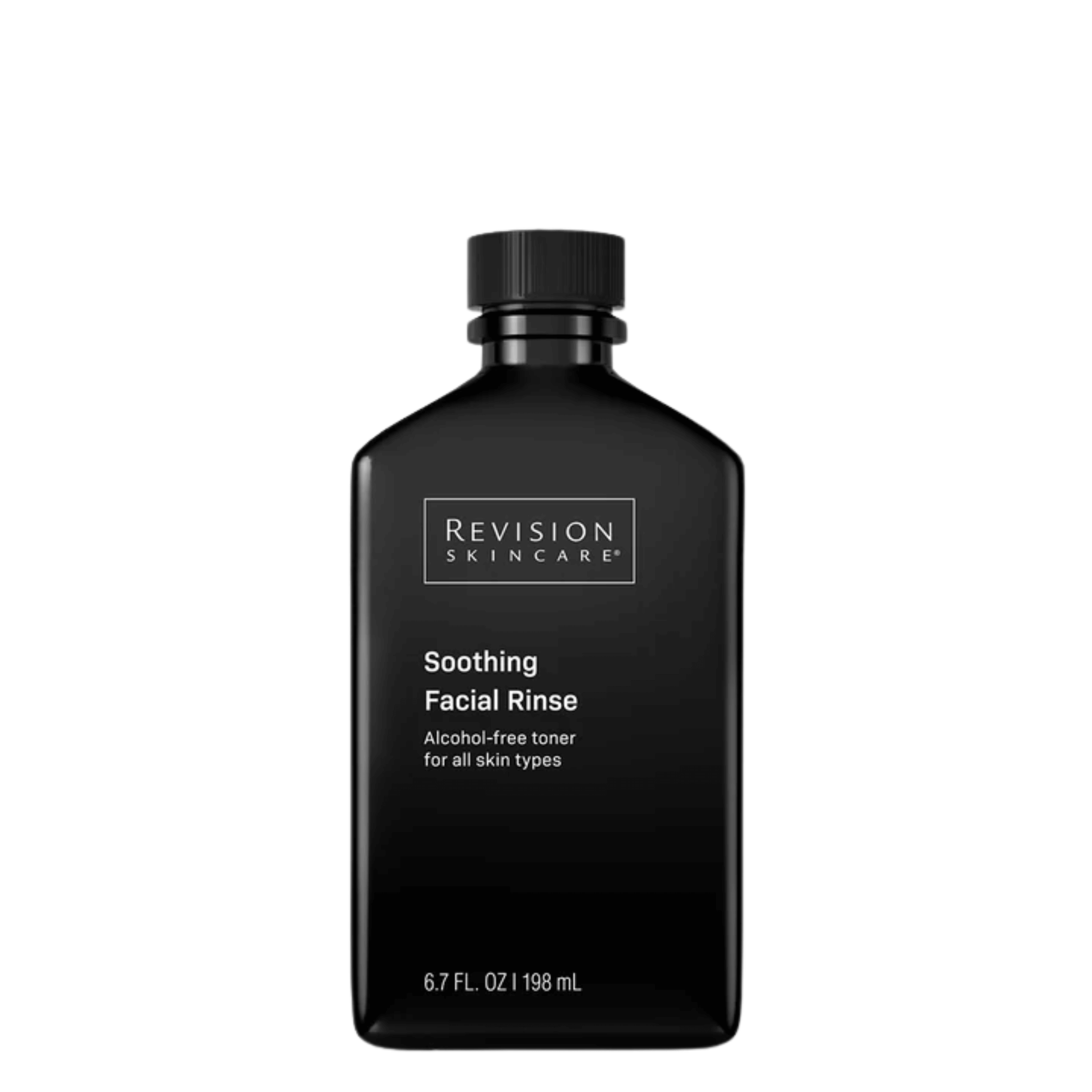 Revision Skincare Soothing Facial Rinse alcohol-free toner for all skin types in a sleek black bottle