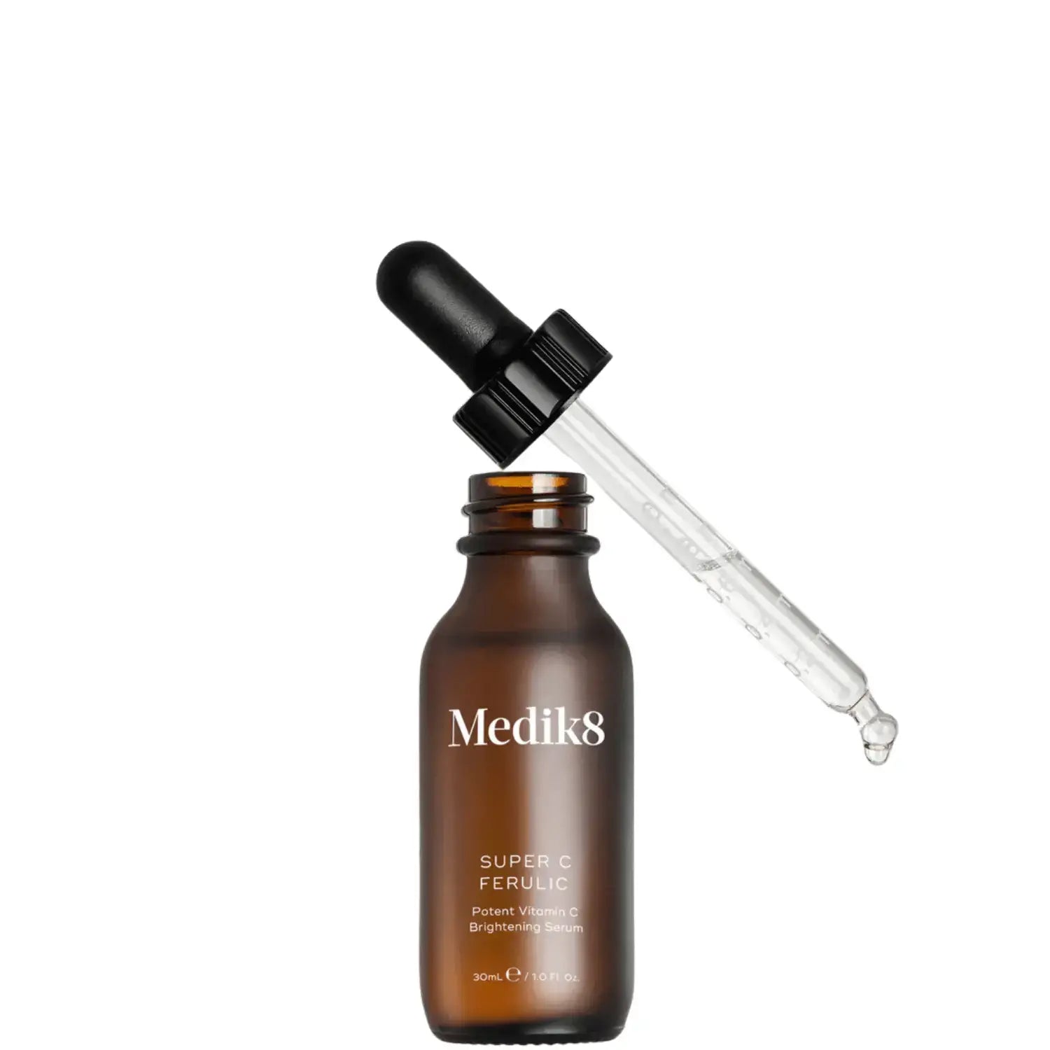 Medik8 Super C Ferulic™ serum bottle with dropper for powerful vitamin C skincare.
