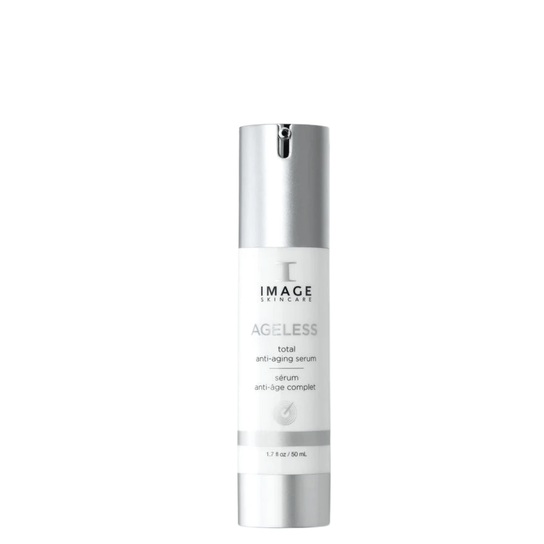 IMAGE Skincare AGELESS Total Anti-Ageing Serum 50ml silver bottle, a peptide and AHA resurfacing serum