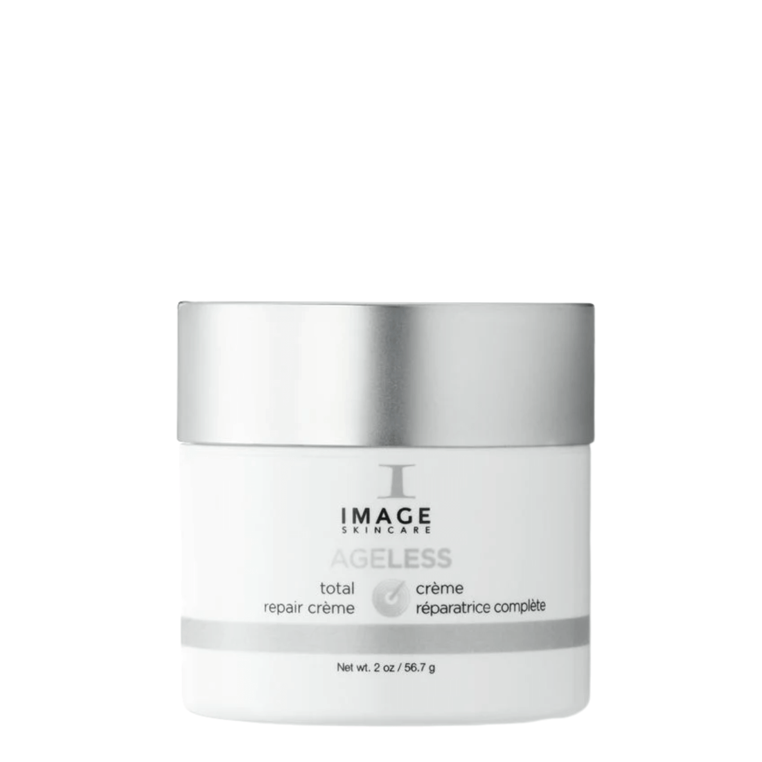 IMAGE Skincare AGELESS Total Repair Crème 56.7g white jar with silver lid, a retinol and glycolic acid night cream