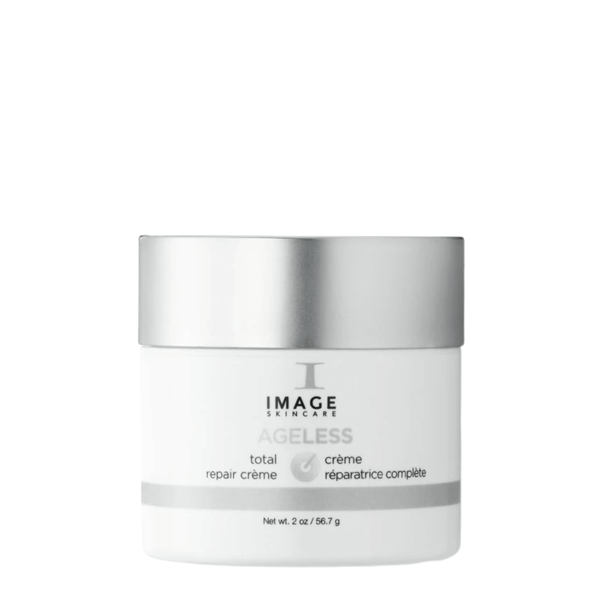 IMAGE Skincare AGELESS Total Repair Crème 56.7g white jar with silver lid, a retinol and glycolic acid night cream