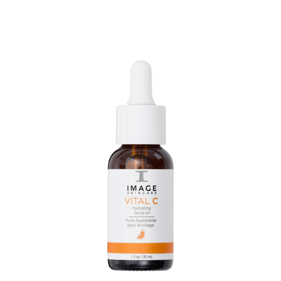 IMAGE Skincare VITAL C Hydrating Facial Oil in amber bottle with dropper, designed for nourishing and hydrating skin.