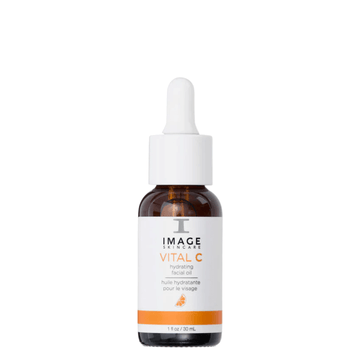 IMAGE Skincare VITAL C Hydrating Facial Oil in amber bottle with dropper, designed for nourishing and hydrating skin.