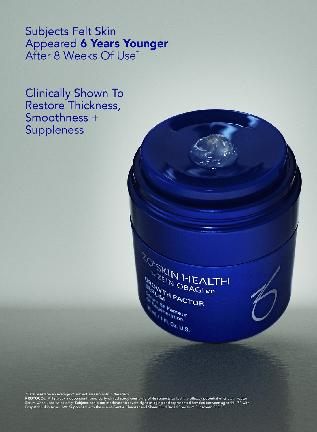 ZO Skin Health Growth Factor Serum 30ml in the new blue jar