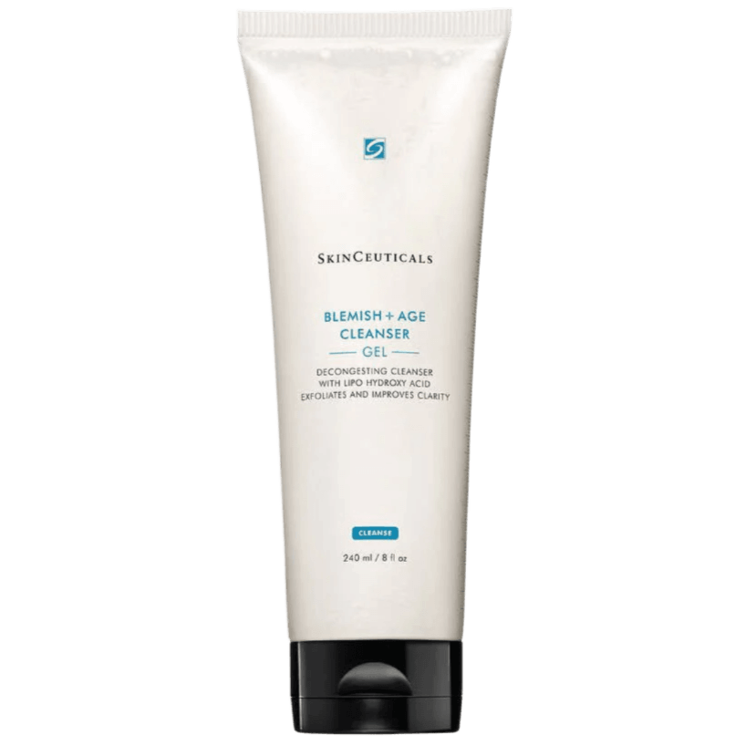 SkinCeuticals Blemish + Age Cleansing Gel tube designed for blemish-prone and ageing skin with exfoliating properties.
