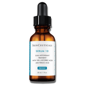 SkinCeuticals Serum 10 bottle featuring 10% pure L-ascorbic acid and ferulic acid for brighter skin.